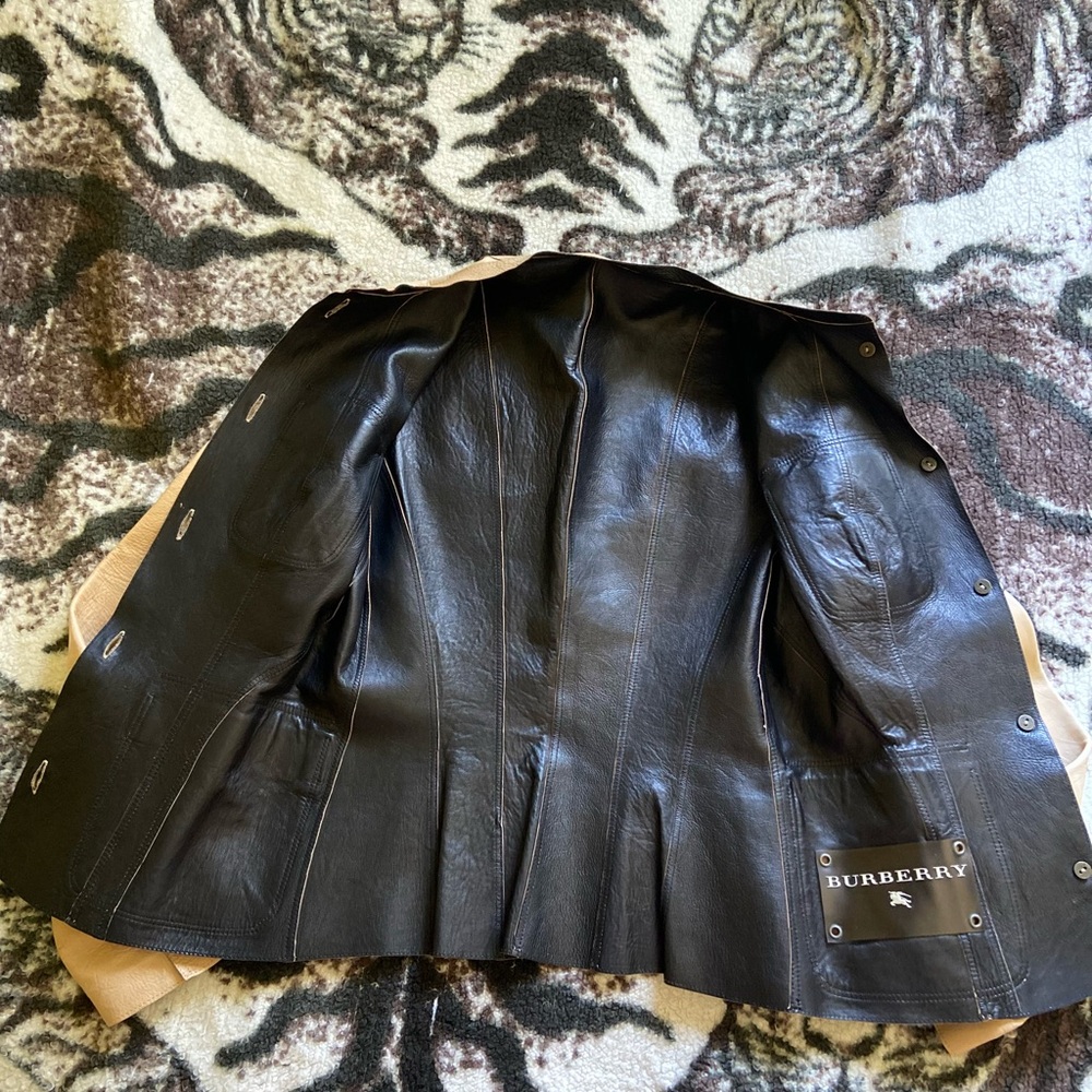 Authentic Burberry Leather Fitted Jacket, S. - image 5